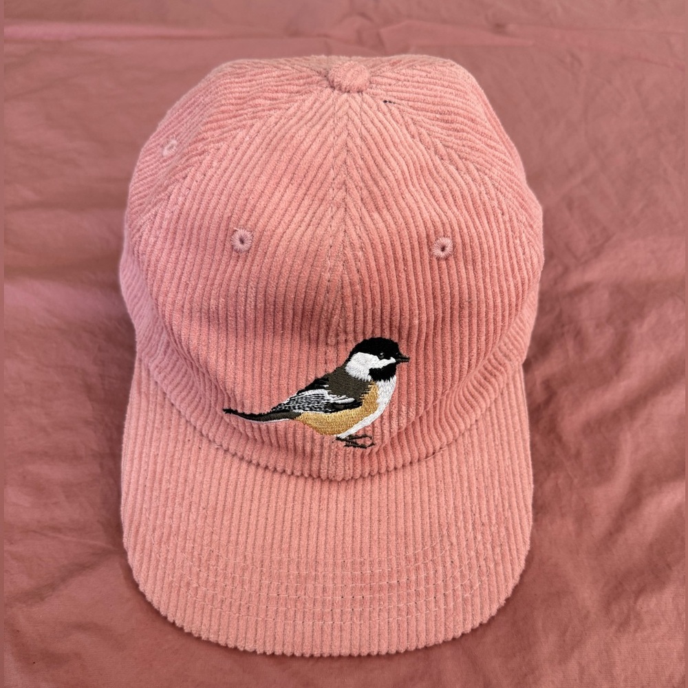 Chickadee Bird Collective pink corduroy hat